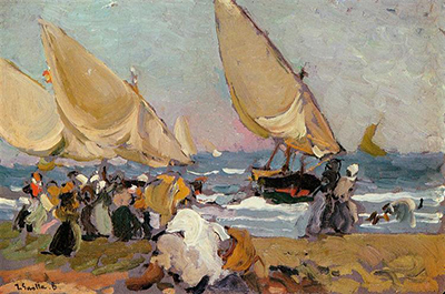 Sailing Vessels on a Breezy Day, Valencia Joaquin Sorolla